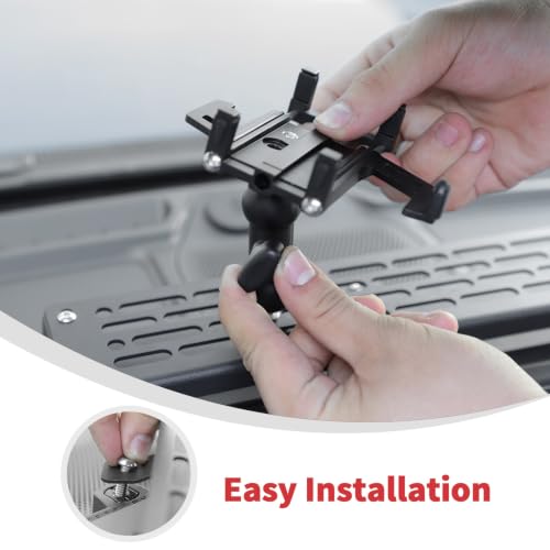 Image of Linskip Metal Dash Mount Phone Holder Compatible with 2021-2025 2026 Ford Bronco Raptor & Bronco 2 /4 Door, Custom Fit Phone Mount Expansion Platform