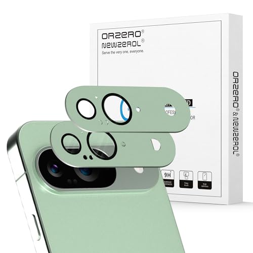 Orzero (2 Pack Camera Lens Protector Compatible for Google Pixel 9 Protector de Cmera Premium Metal and Glass Precise Camera Cutouts High Definition Anti-Scratch - Green