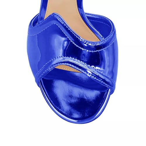 Image of Women's Metallic Open Toe Heels Sandals Back Zipper Dressy Heels Ankle Strap Heels for Party Wedding