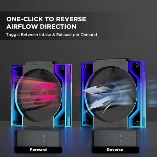 Image of Interstellar V3 120mm PC Case Fan Infinity Mirror Module Daisy-Chain 120mm RGB PWM Fan Triple Pack Suitable for Computer Case & 360mm AIO Cooler(Black-3Pack