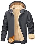 blouson homme hiver chaud Sweat Homme Manches Longues Uni Blousons Zippé Hoodie Fermeture Veste Éclair Capuche Poches Manteau Doublé Sweatshirt Vestes Décontractées de Tous Les Jours Blouson Hiver Chaud Coat D\'extérieur