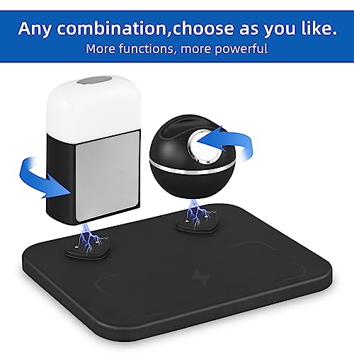 Image of Wireless Charging Station with Night Light,6 in 1 Wireless Charger with Alarm Clock Compatible for iPhone14 /13 /12 /11 /X /iWatch SE /8 /7 /6 /5 /4 /3 /2 /1 /AirPods 3 /2 /1 /Pro,Charging Dock for Multiple Devices