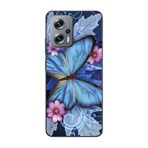 Coque Xiaomi Redmi K50i en TPU antichoc König Design - Papillon Bleu