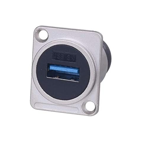 USB 3.0 Connector Dual USB Port Female Socket 86 Panel Mount Square Female to Female Converter Data Transfer Aviation Connectors for Audio Video Optoelectronic Network Industrial Equipment Cover
