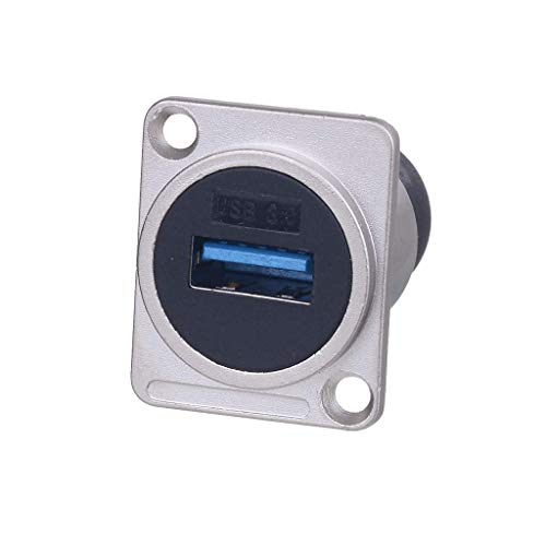 USB 3.0 Connector Dual USB Port Female Socket 86 Panel Mount Square Female to Female Converter Data Transfer Aviation Connectors for Audio Video Optoelectronic Network Industrial Equipment