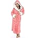Ropa De Dormir Para Mujeres,Invierno Peluche Alargado Chal Cálido Albornoz Kimono Ropa De Dormir Ropa De Hogar Rosa Manga Larga Suave Ropa De Noche Para Lady Bedroom Dormitorio Spa Pajamas Ropa