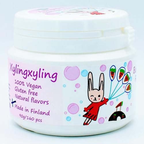 Xylingxyling - Finnische Xylitol-Pastille - 100% vegan, ohne Zucker, glutenfrei, natürliche Aromen für Zahnpflege und frischen Atem, 90g/160pcs (Bubblegum-Geschmack)