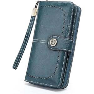 Neouth Womens Wallet Leather Large Capacity Card Holder Zipper Wristlet Wallets Travel Accessories Organiser for Women-Peacock Blue 18 41+faKHVYZL. SL500 . SS300