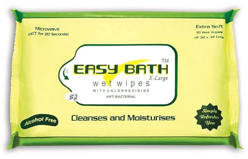 Agaram Easy Bath Wet Wipes | Soft Bed Bath Wipes | 10 Large Wipes/Pack (32 x 32 cm) | Alcohol-free & Clinically Safe | Pack of 12 (120 wipes)