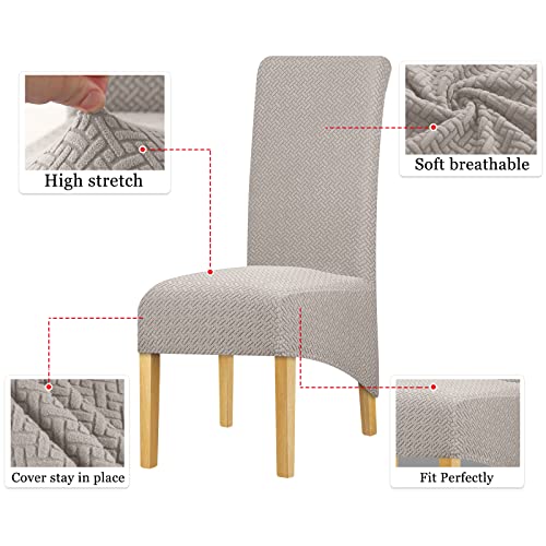 Lellen Xl Size Stretch Chair Covers For Dining Room Large Dining Room Chair Slipcovers Dining Chair Covers Kitchen Reusable Parsons Side Chair Slipcover Soft Protector Set Of 4,Khaki #TOP2