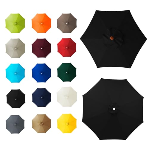 Toile de rechange pour parasol de jardin noir 200cm pour l'ombre du repas