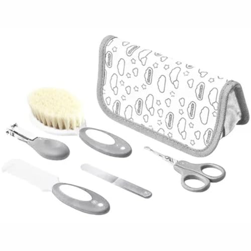Kit Higiene 5 Peças Para Bebê Com Necessaire Pente Escova Cortador de Unha Tesoura Lixa Pimpolho (CI