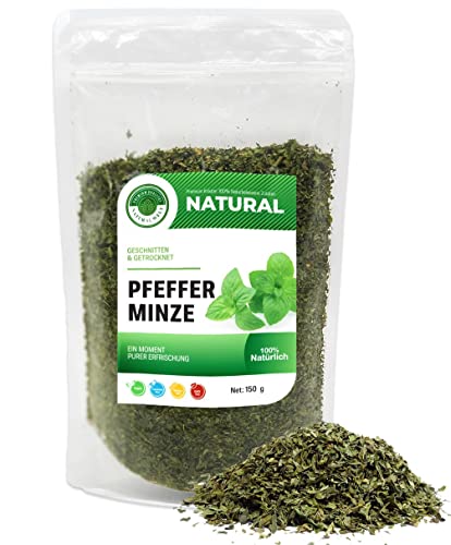 Pfefferminztee Pfefferminzeblätter 150g I lose getrocknet Pfefferminze I geschnittene lecker biologischem Minze I von Natural Welt Cover