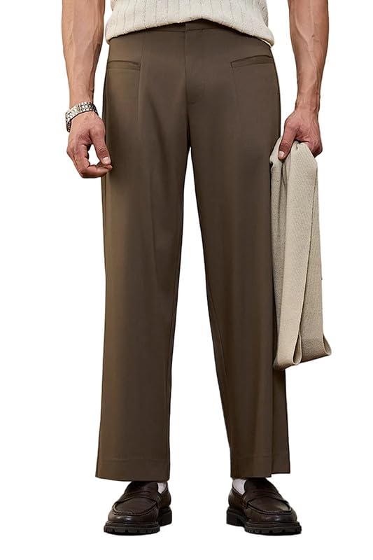 snitch Catch ME IF You CAN Men Formal Trousers | Wide Fit High Rise Solid Wide-Leg Design | Durable Polyester Blend Fabric for Office, Business Casual Occasions-picture-16