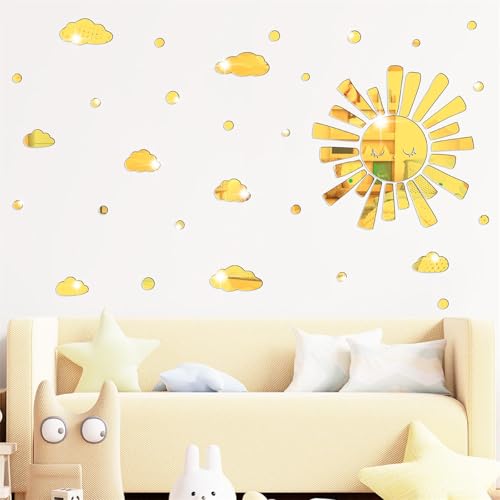 Vinilos Decorativos Sol y Nubes con Espejo Acrílico 3D