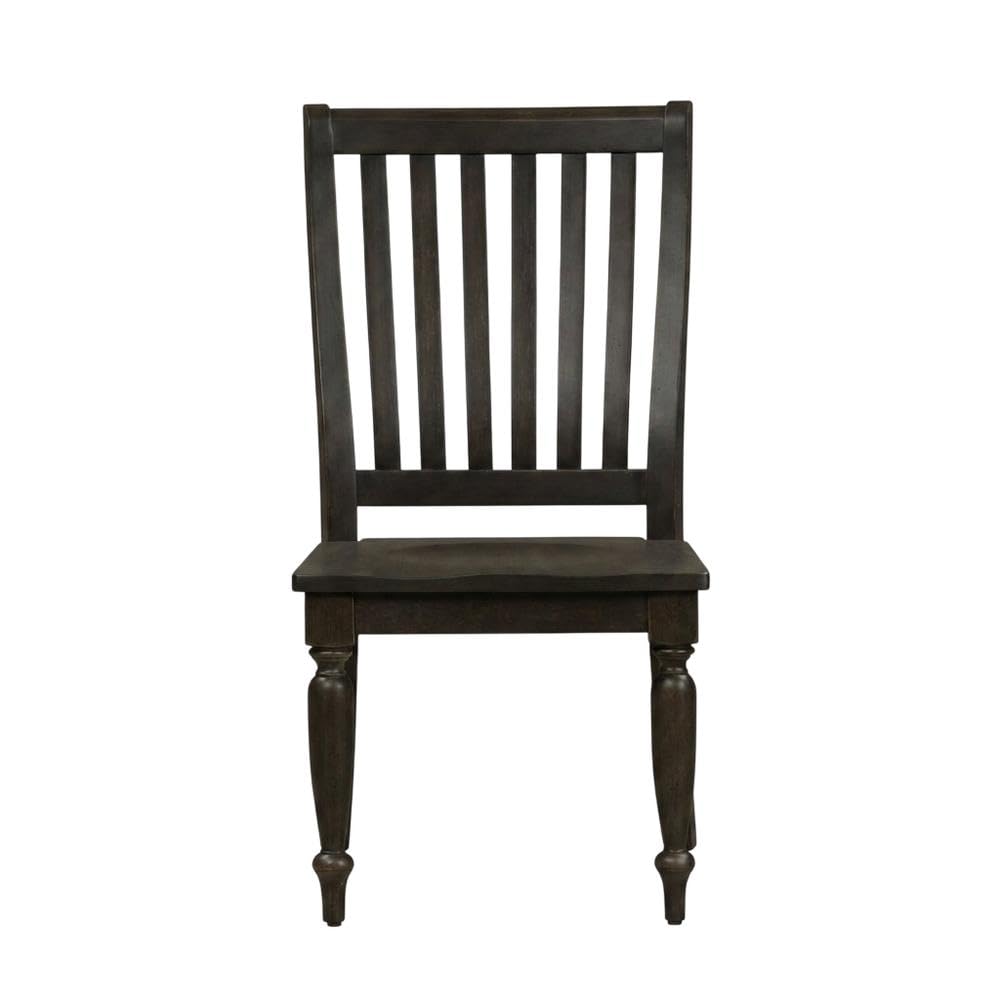 Rubberwood Solid Wood Side Chair with Slat Back by Starlight Canyon Home – Solid + Manufactured Wood, Black