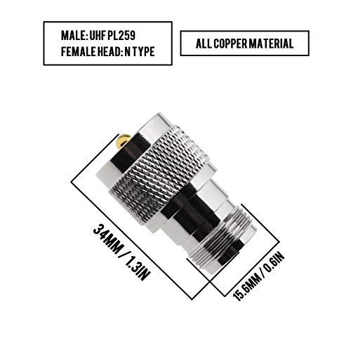 Adaptadores coaxiales N hembra a UHF macho PL259 4 piezas miniatura 2