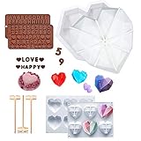 Breakable Heart Molds for Chocolate, 7 set Large Heart Silicone Molds with Hammers, Letter and...