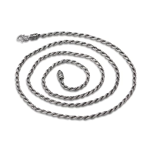 Chaîne argent oxydé homme 1.8mm punk fantaisie maille corde