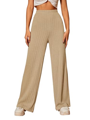 TOPLOT Women's Ribbed Knit Wide-Leg Pants || Trousers for Woman (...