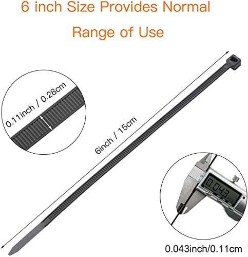 Oneleaf Cable Ties 6 Inch Heavy Duty Zip Ties With 40 Pounds Tensile Strength For Multi-Purpose Use, Self-Locking Uv Resistant Nylon Tie Wraps, Indoor And Outdoor Tie Wire. 200 Pcs Black #TOP2