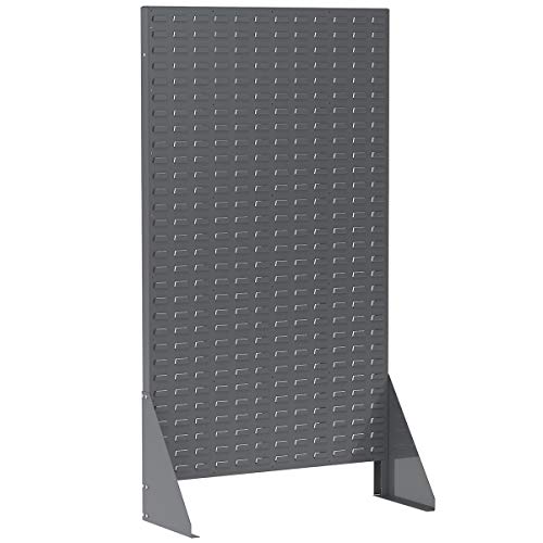 Akro-Mils 30661 Louvered Steel Single Sided Floor Rack Garage Organizer for Mounting AkroBin Storage Bins, (36-Inch L x 13-Inch W x 66-Inch H), Grey