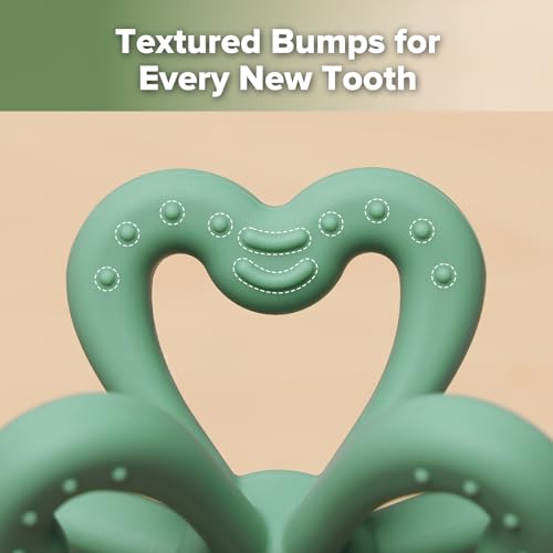 Image of Haakaa Silicone Clover Teether - Food Grade Silicone Teething Toys for Babies 3-6 Months 6-12 Months, Soft & Easy Hold Chew Toy for Infant, BPA Free (Pea Green)