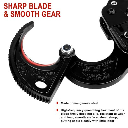 Sanuke Ratchet Cable Wire Cutter, Heavy Duty Ratcheting Cable Cutters for Electricians - Cutting Aluminum Copper Soft Wire up to 240mm²/600MCM