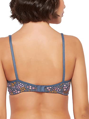 Image of Clovia Women's Cotton Spandex Printed Non-Padded Full Cup Wire Free Everyday Bra - Dark Blue