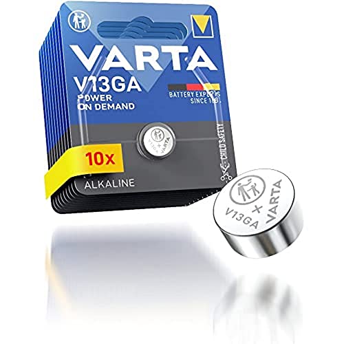 VARTA Pile a Bottone V13GA/LR44, confezione da 10, Power on Demand, 1,5V, per giocattoli, calcolatrici, strumenti di misura, compatte con lunga durata e alte prestazioni [Esclusivo su Amazon]