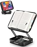 Viozon 360° Rotating Ergonomic Book Stand for Reading - Adjustable Wood Book Holder for Neck Pain Relief, for Heavy Textbooks & Cookbooks, No-Assembly Hands-Free Stand for Students & Home Office B