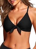 Women Underwire Bikini Top Only - Push Up Swimsuit Top Knot Front Criss Cross Bathing Suit Sexy Supportive Black