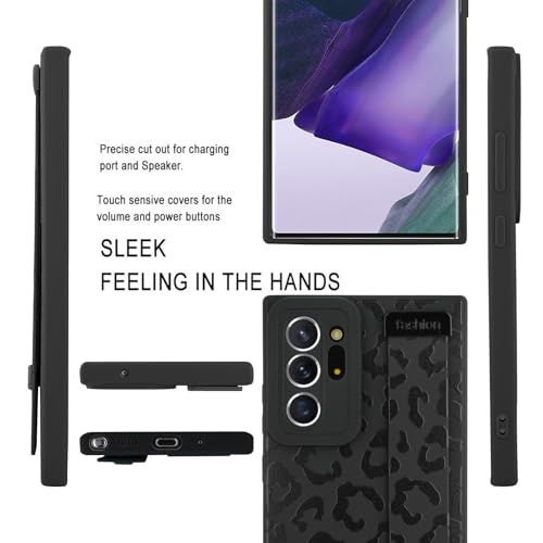 Image of Compatible with Samsung Galaxy Note 20 Ultra Case with Strap Wrist | Cheetah Print Shockproof Soft TPU Protective Cover for Women Girls, Slim Anti Scratch Case 6.9 Inch, Black
