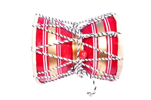 Wooden Hand Percussion, Traditional Indian Musical Instrument, 8 Inch, Red, Handmade Drum for Bhajan, Meditation, Yoga, Cultural Music