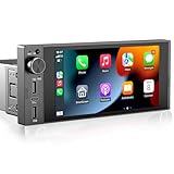 Single Din Touchscreen Radio Wireless Apple Car Play Wireless Android Auto, 6In Single Din Car Stereo with Mirror Link Bluetooth FM GPS Navigation SWC EQ