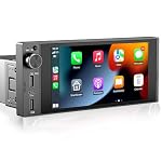 Single Din Touchscreen Radio Wireless Apple Car Play Wireless Android Auto, Car Stereo Single Din with Mirror Link Bluetooth FM GPS Navigation SWC EQ (6 Inch)