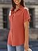 Beautife Womens Short Sleeve Shirts V Neck Collared Button Down Shirt Tops with Pockets (Large, Tangerine)