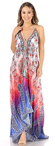 Image of Sakkas Lizi Womens Maxi High-Low Halter Handkerchief Long Dress Beach Party