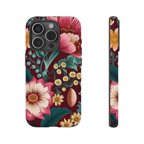 Coque iPhone 15 Pro rigide mate botanique finition premium ambre