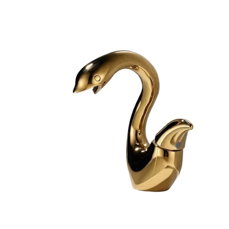 Mitigeur de lavabo moderne or en forme de cygne avec poignée ergonomique