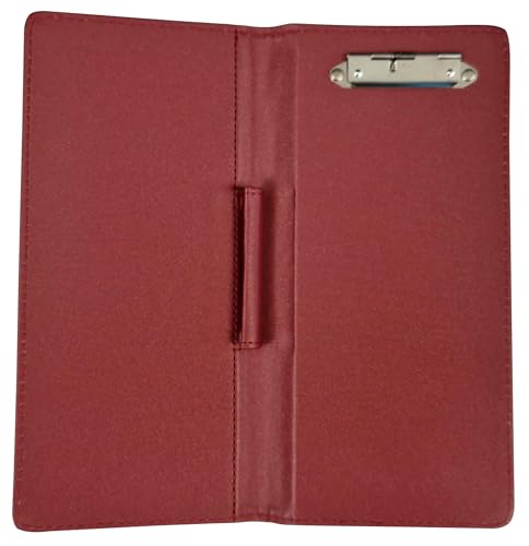 Acclaim Rigid Lawn Bowls Bowling Scorecard Holder Lightly Padded Plain Colour Metallic Finish 23 cm x 11 cm with Spring Clip & Pen Loop (Burgundy) - Image 3