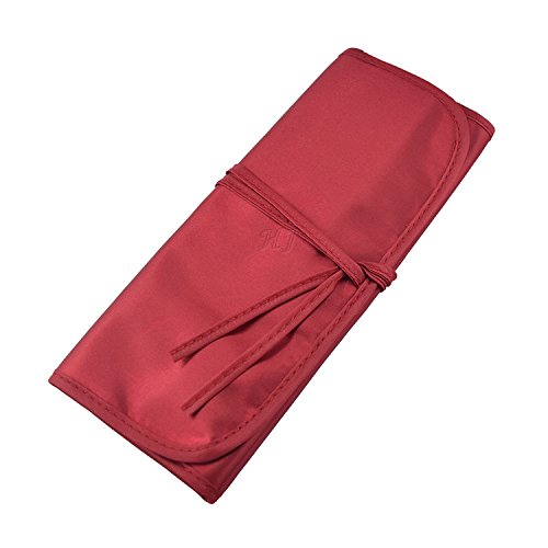 Nylon Roll up Portable Opens Flat Storage Bags Makeup Organizer Make up Bag for Brushes (Black)