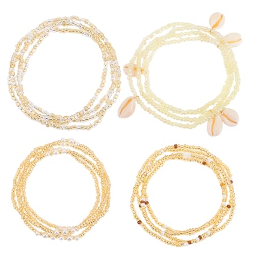 SUPVOX Cadena de Cintura Cuentas de Vidrio para Mujer 4 Piezas Accesorios de Playa Verano Bikini
