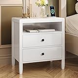 Huuger Mesita de noche con estación de carga, para dormitorio