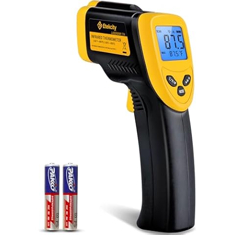 Etekcity Infrared Thermometer Laser Temperature Gun 774, Meat Food Candy Oven Thermometer for Griddle Accessories, Heat Gun for Cooking Refrigerator Tools, Yellow, -58°F to 842°F Cover
