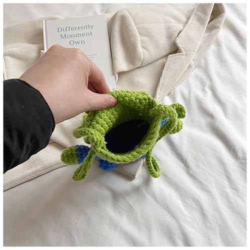 Knitted Kawaii Wallet, Cute coin purse, Kawaii Messenger Bag for Women, Handmade Purses and Crossbody suitability Animal purses for Women Girls (blue-green)3