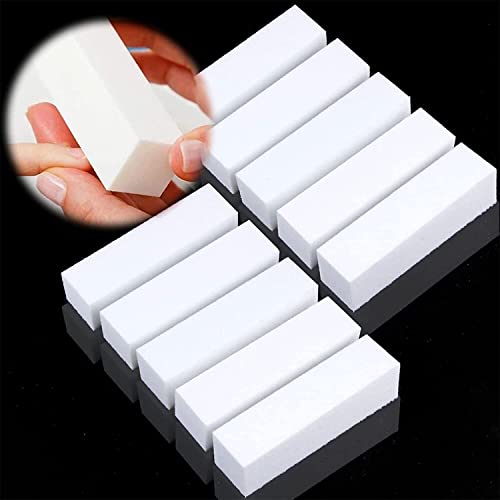 10 Blocs Tampon à poncer ongles Bloc,Ponçage Tampon Blanc Bloc Polissoir,lime de polissage,pour salons professionnels