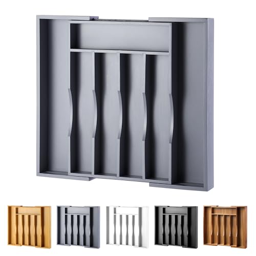 oridom Expandable Bamboo Kitchen Drawer Organizer for Cutlery and Utensils,