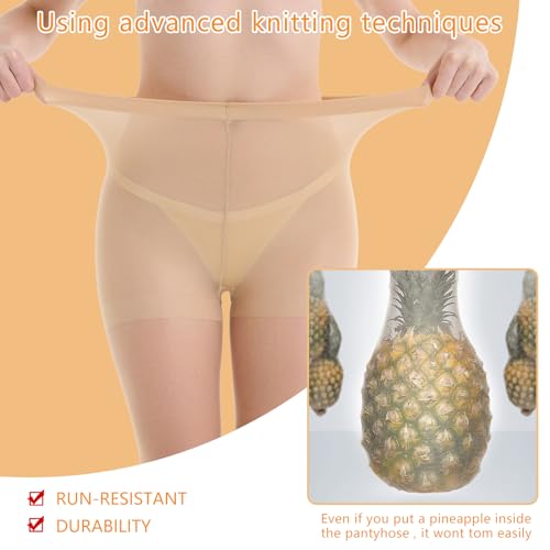 MEME&WEWE 2 Pairs Pantyhose for Women, 20D High Waist Stocking Sheer Tights for Women with Reinforced Toes2