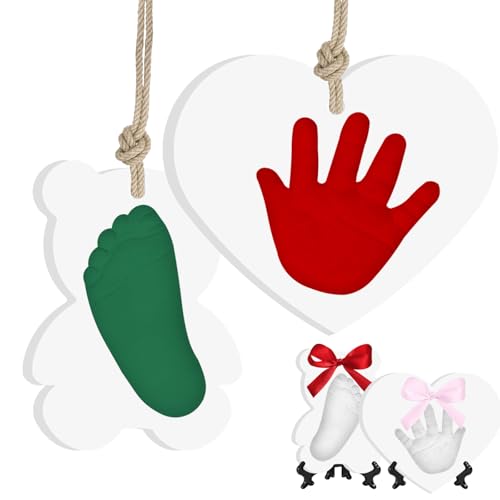 kimitimi Baby Handprint Ornament Kit Hand and Footprint Kit Casting for Newborn Boys Girls, Dogs Paw Clay Handprint, New Mom Gifts DIY Baby Hand & Footprint Kit